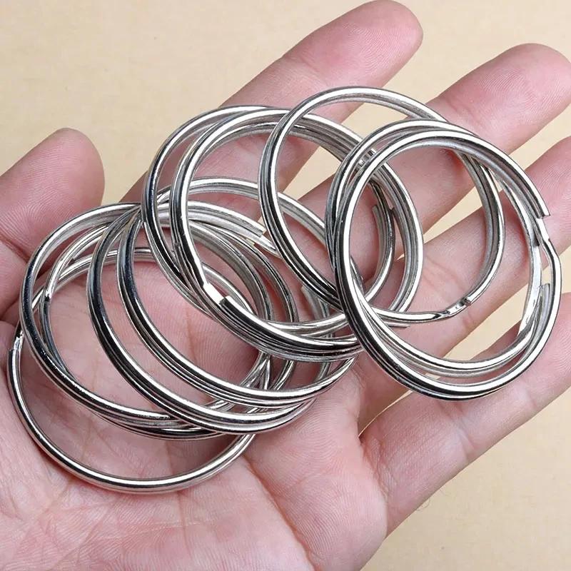 5 pièces qualité 40mm 45mm 50mm 57mm porte-clés anneau fendu ensemble robuste grand Nickel boucle de clé cerceau à ressorts