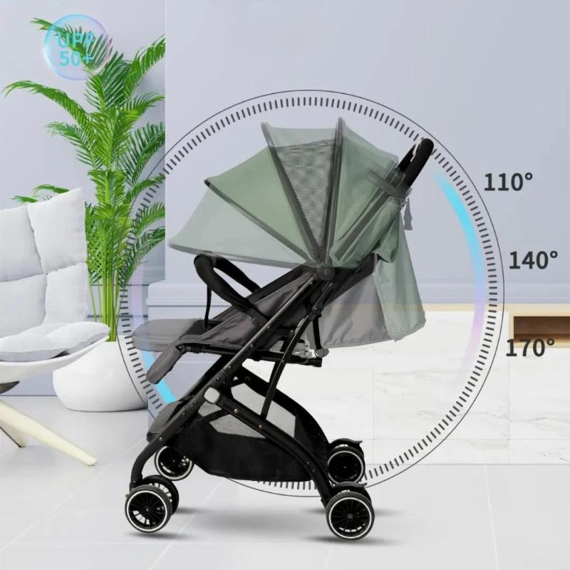 Poussette Portable Pliable pour Bébé, Multifonctionnelle, Parfaite, Lavable, Légère, à Quatre Roues