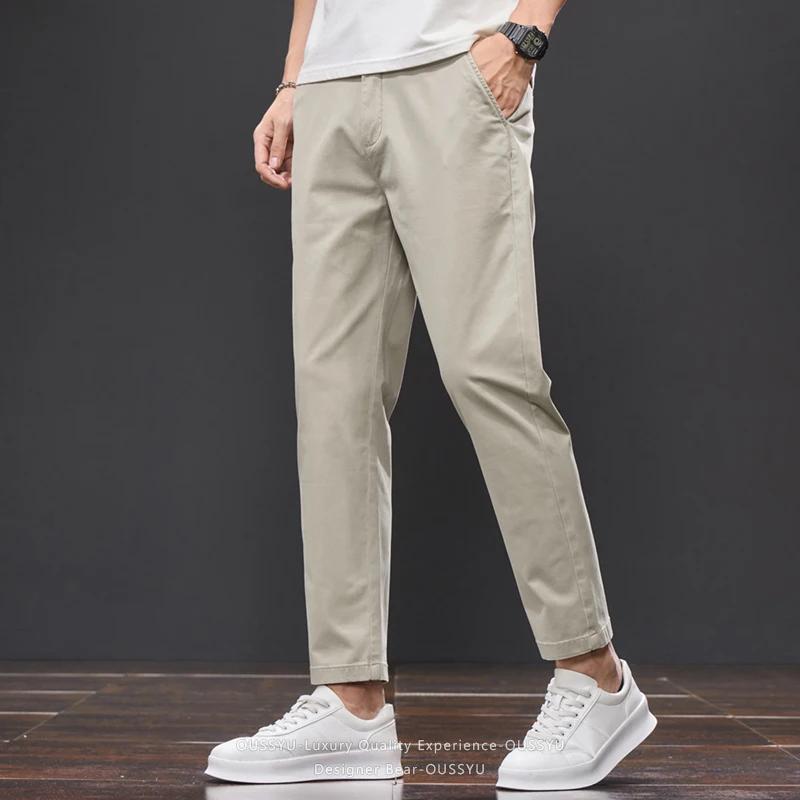 Pantalon décontracté d'été pour homme en coton (98 %) longueur cheville
