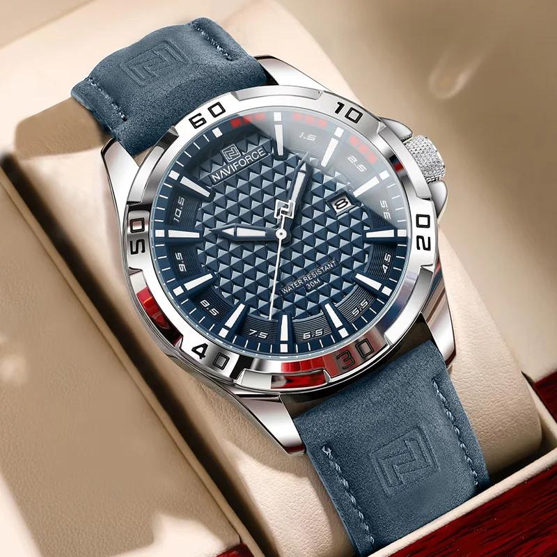 NAVIFORCE marque hommes mode montres à Quartz mâle bracelet en cuir Sport étanche