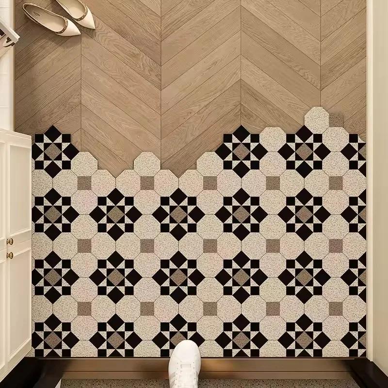 Tapis de porte d'entrée antidérapant, coupe libre, décoratif, parfait pour le linge, la cuisine, la décoration de la pièce des invités