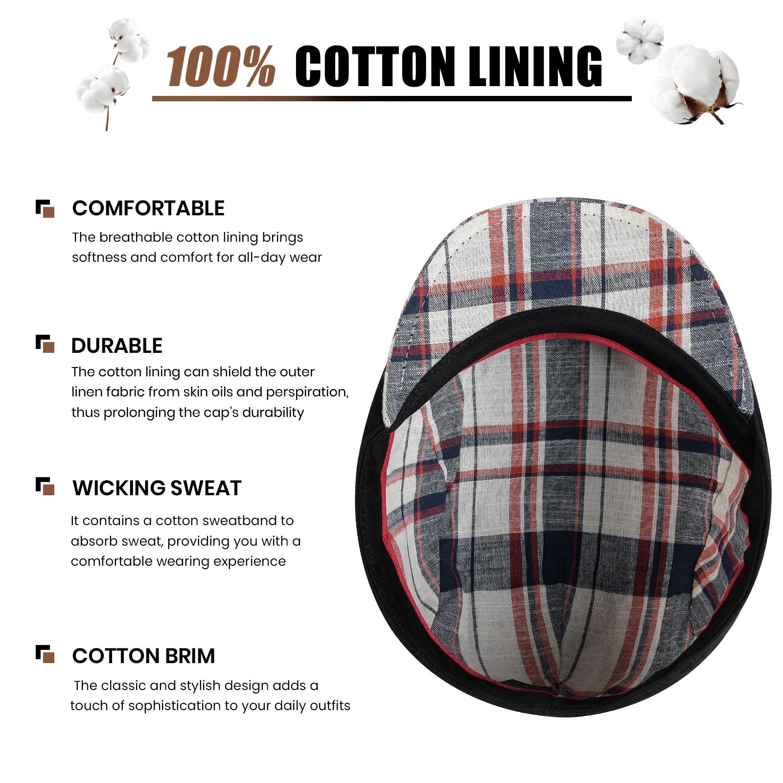 Jangoul hommes casquette plate doux Vintage lin chapeaux décontracté rétro gavroche chapeau béret pour homme conduite Iv