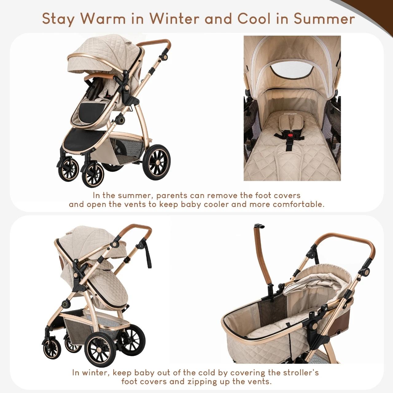 Poussette bébé 3 en 1 Portable voyage landau luxueux