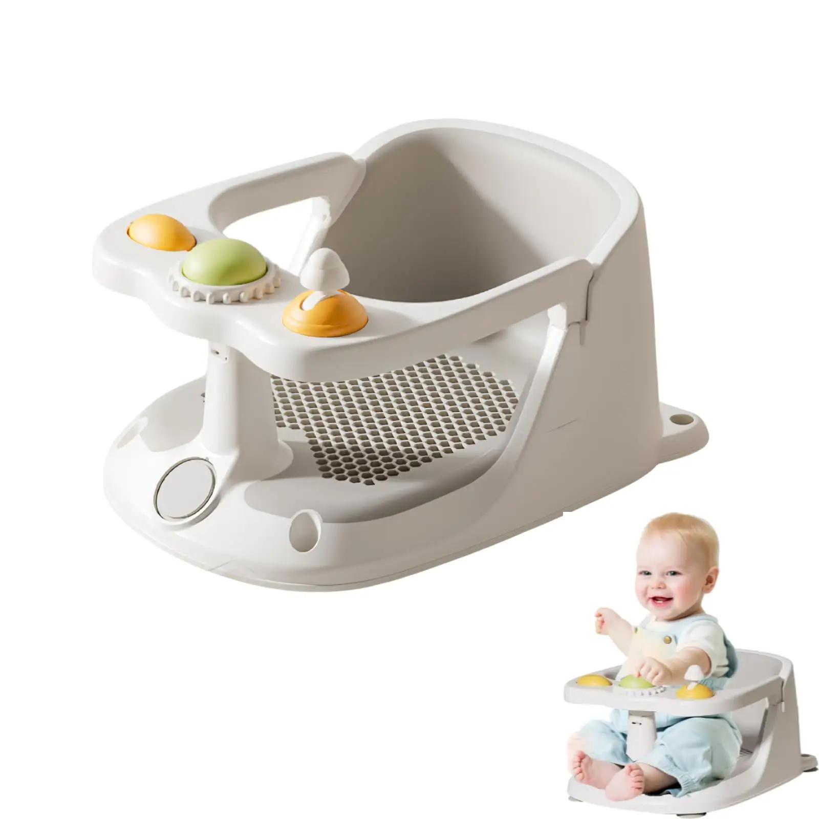 Siège de bain pour bébé de 6 mois et plus, chaise de bain avec coussin antidérapant, Design enveloppant, siège de bain pour bébé en bas âge avec coussin doux