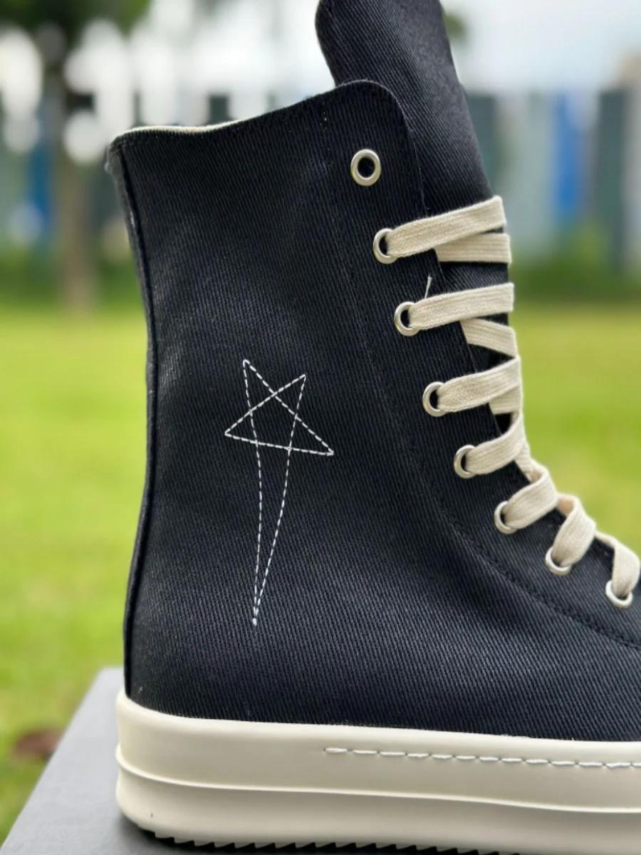 Ro Design classique botte en toile noire chaussure haute hommes chaussures décontractées de luxe fermeture éclair femmes