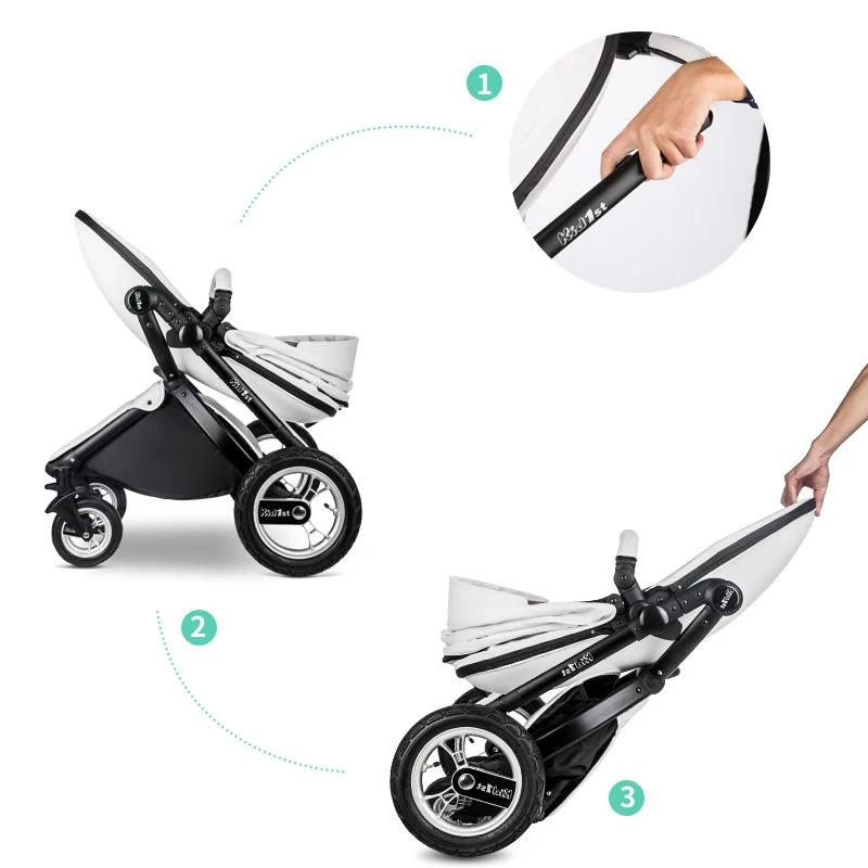 Poussette de Luxe Portable en Cuir pour Bébé, Landau de Voyage, Voiture