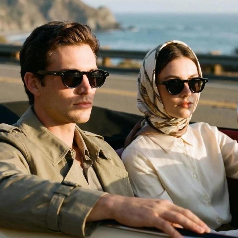 Mode Vintage Rivet Design femmes lunettes de soleil acétate hommes marque de luxe