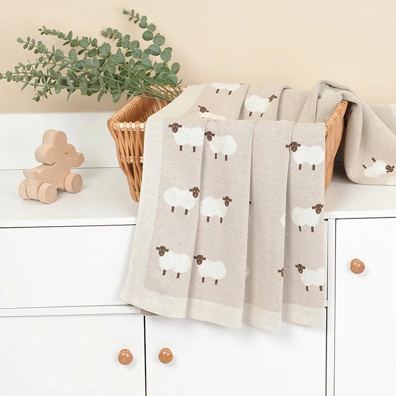 Couverture bébé coton tricotée 90x70cm - Lange emmaillotage poussette tapis réception nouveau-né