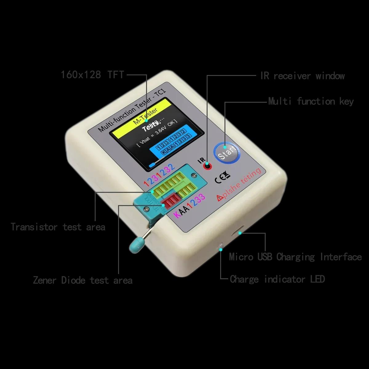 LCR TC1 1.8 "TFT LCD affichage multimètre Transistor testeur Diode Triode condensateur résistance Test mètre MOSFET NPN 