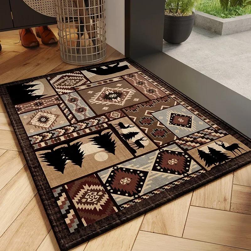 Tapis d'entrée de porte de style européen classique, matériau en polyester résistant aux virus de salle de bain, décoration de la maison, non ald D343