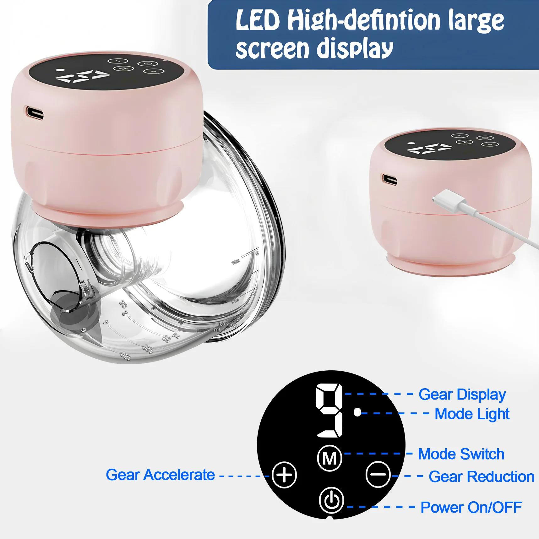Tire-lait électrique portable mains libres - Machine à traire intelligente à aspiration en silicone pour allaitement