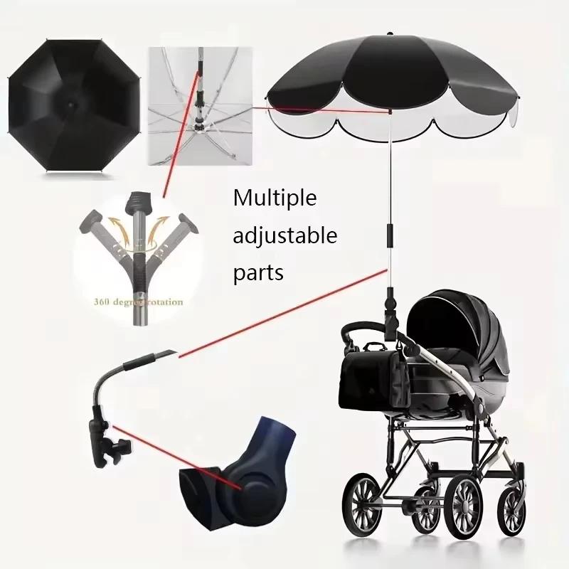 Parapluie poussette anti-UV universel - Protection solaire imperméable accessoire bébé