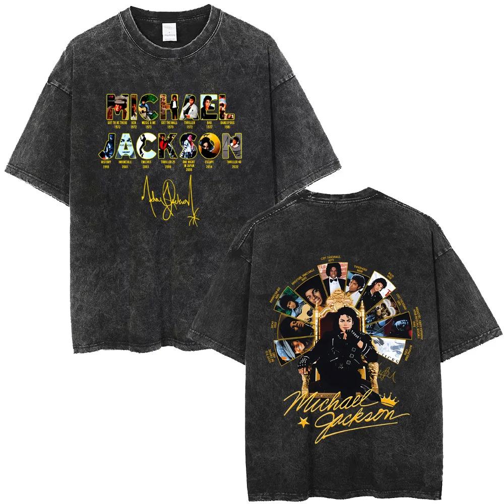 Lavé Vintage Michael Jackson Thriller graphique T-shirt hommes femmes mode rétro gothique Rock