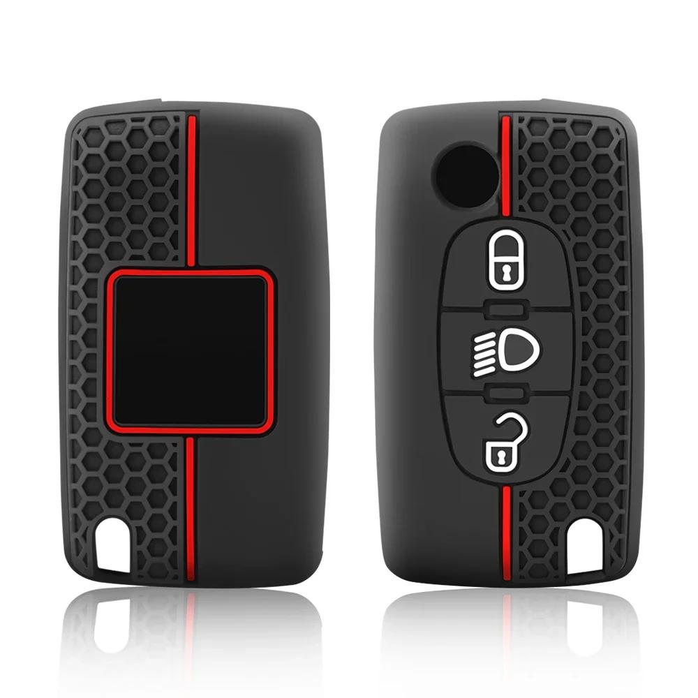 Housse de clé de voiture en Silicone, pour citroën C5 X7 C4 Picasso Cactus Berlingo C3 Xsara C6 C8 C5, étui de Protection pliable exclusif à 3 boutons