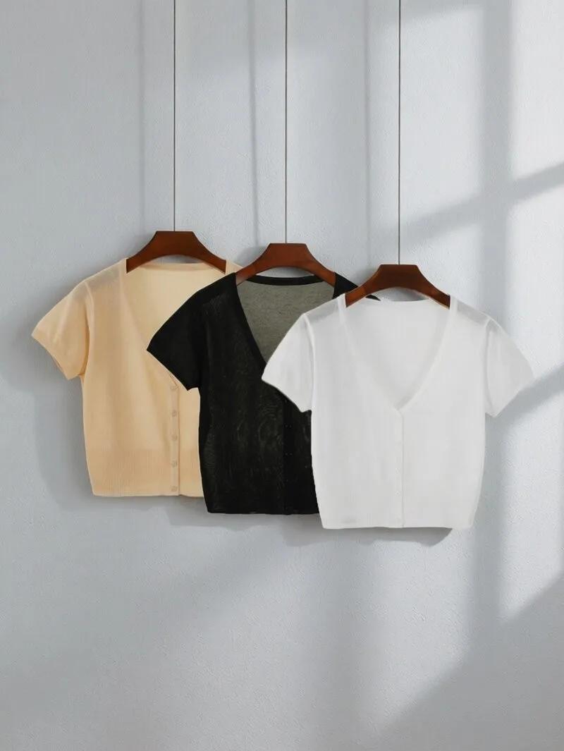 Cardigan femme court haut ete légère manteau protection solaire korean style gilet maille tricot