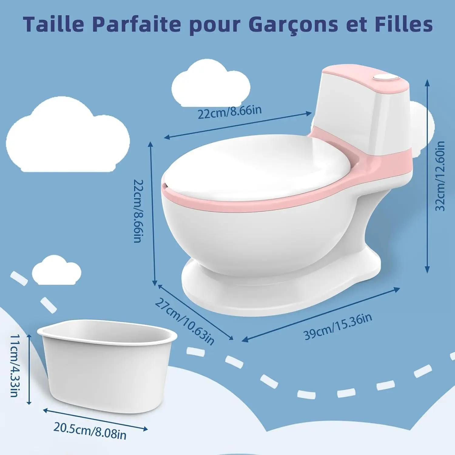 Pot WC Pour Apprentissage De La Propreté - Toilette Bébé & Enfant - Confortable Anti Dérapant Avec Bruit De Chasse & Mus