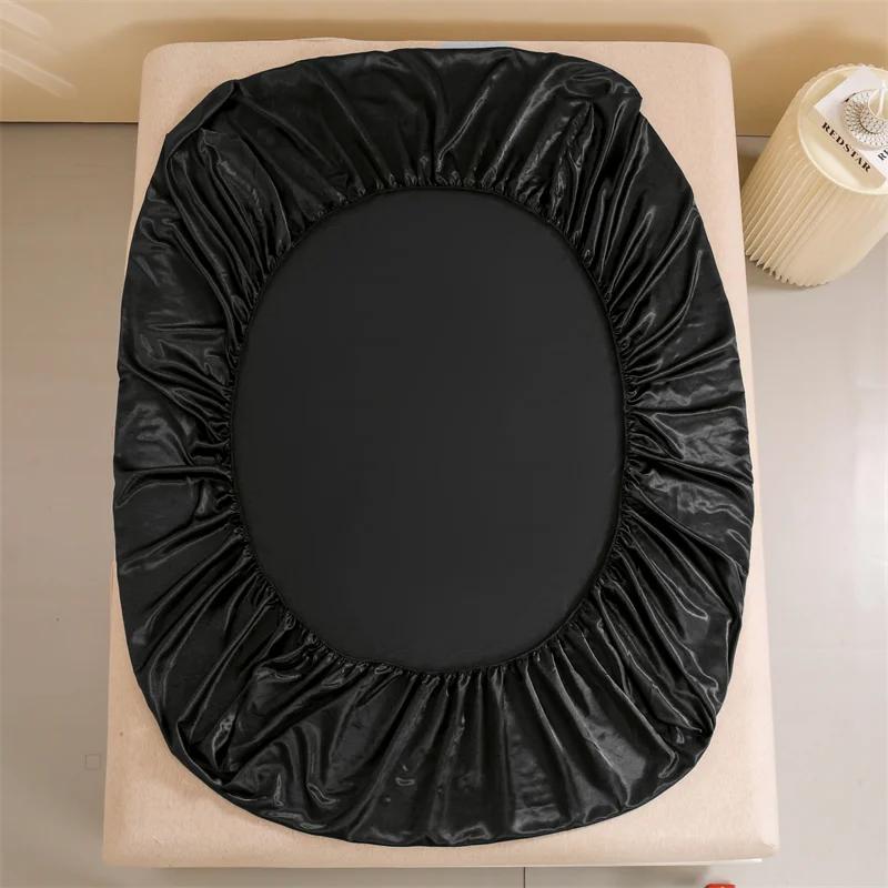Draps de lit en satin, ensemble de draps queen size, ensemble de literie soyeux 4 pièces, 1 drap-housse à poche profonde + 1 drap plat + 2 taies d'oreiller