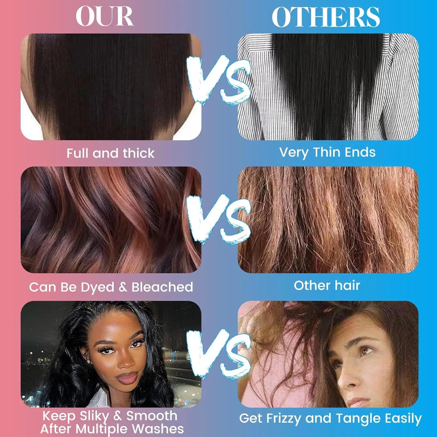 Extensions de Cheveux Humains Naturels Raides Comme des Baguettes