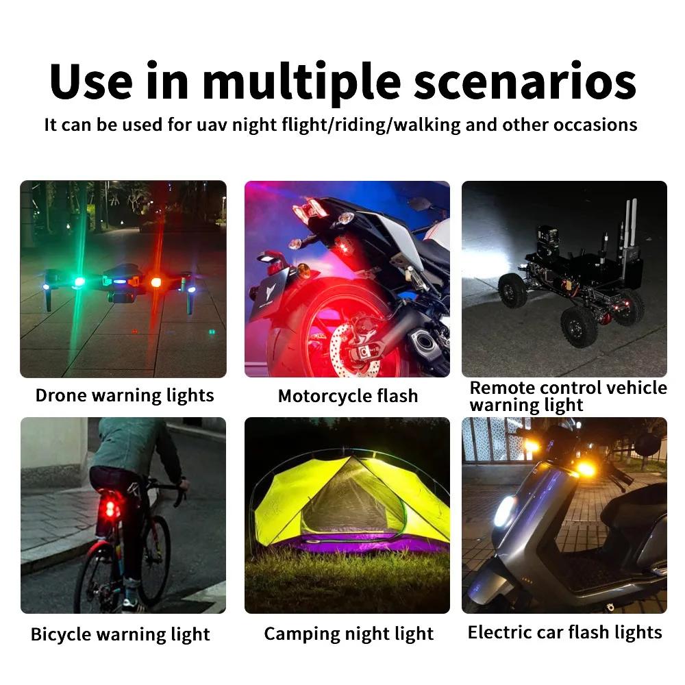 Lumières de moto Drone lumière stroboscopique USB LED Anti-Collision vélo avion nuit volant Mini clignotant voyant d'ave
