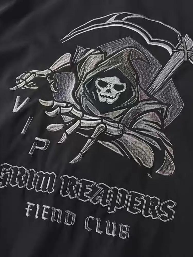 God of Death Bomber Jacket Poitrine Poche Techwear Hommes Punk Hip Hop Tactique Streetwear Noir Varsity Vestes Surdimens