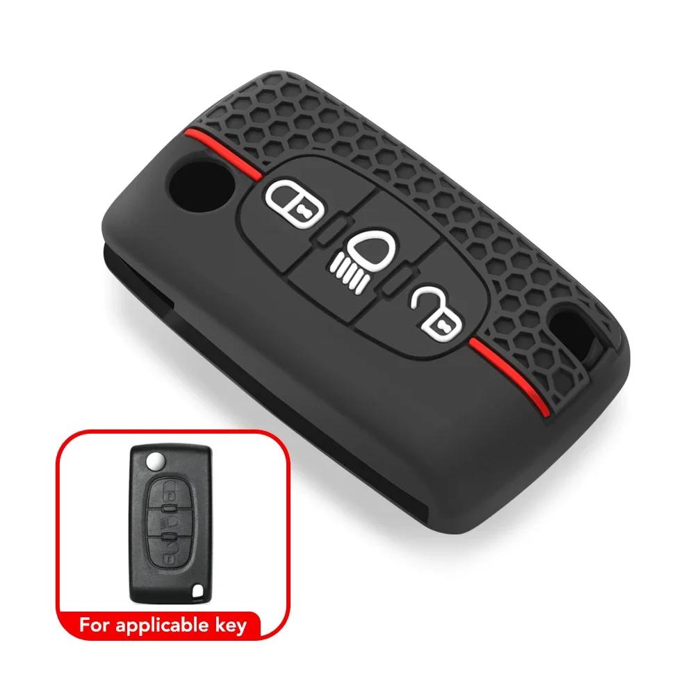 Housse de clé de voiture en Silicone, pour citroën C5 X7 C4 Picasso Cactus Berlingo C3 Xsara C6 C8 C5, étui de Protection pliable exclusif à 3 boutons