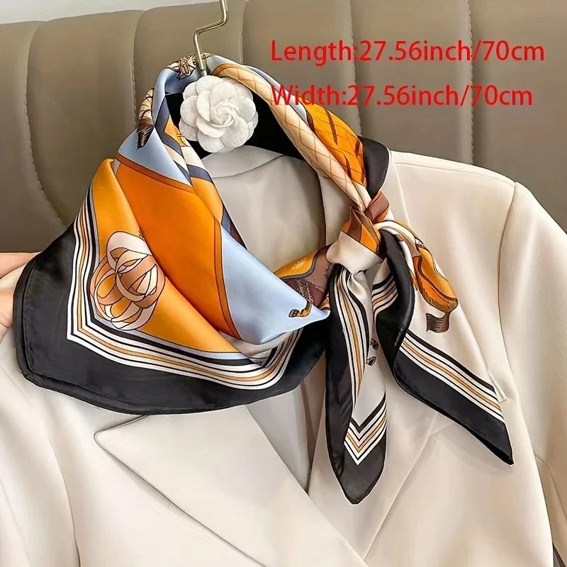 Châle carré en soie de luxe pour femmes, écharpe en Satin, enveloppes de mode, foulard, bandes de cheveux, ruban, bandeau Bandana 70x70cm
