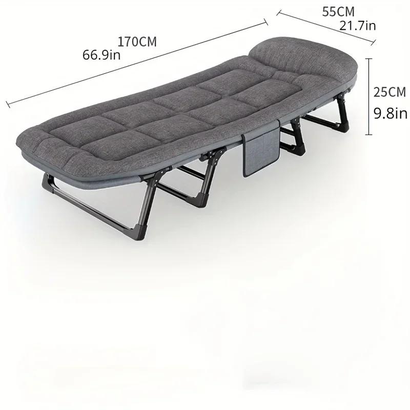 Lit pliant portable et multifonctionnel – Lit de sieste simple et rembourré pour un usage domestique et au bureau