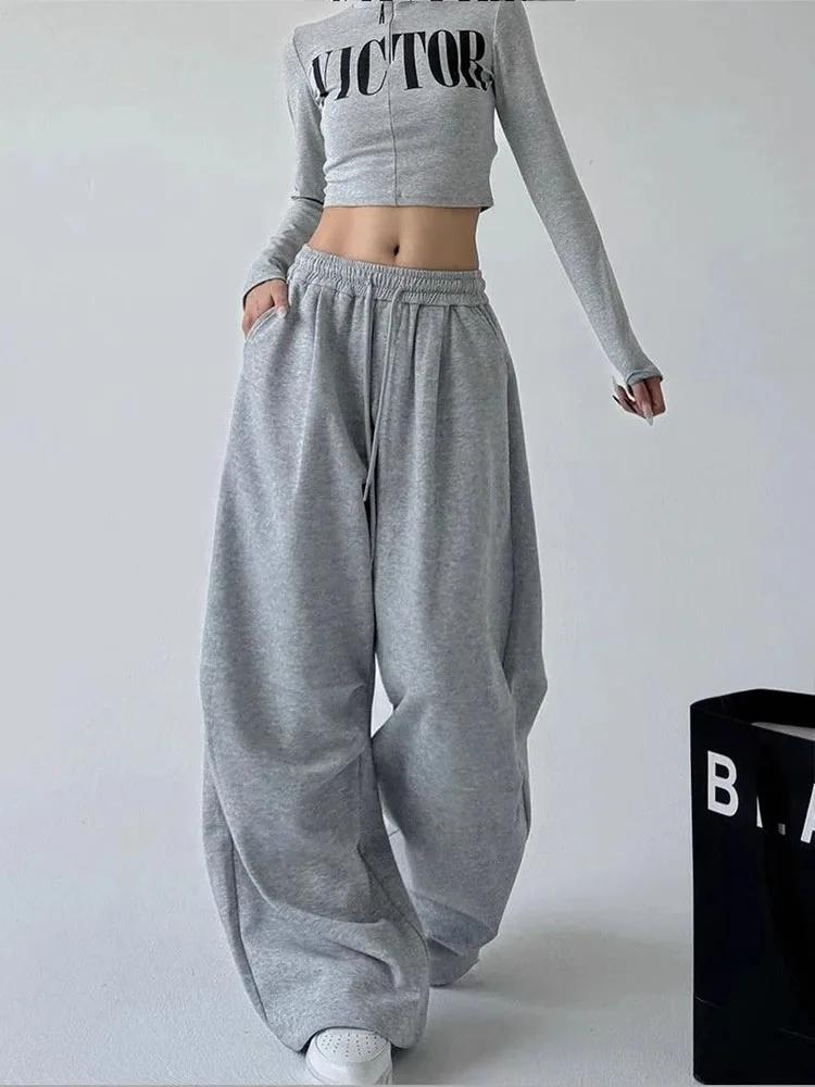 Pantalon de survêtement Y2K Harajuku à jambe large pour femme