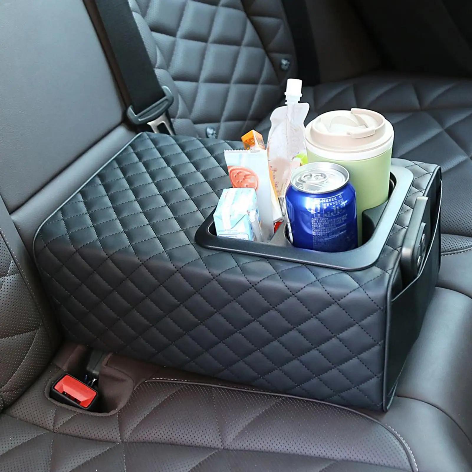 Rehausseur de boîte d'accoudoir de voiture avec porte-gobelets et double poche pour console centrale de siège arrière