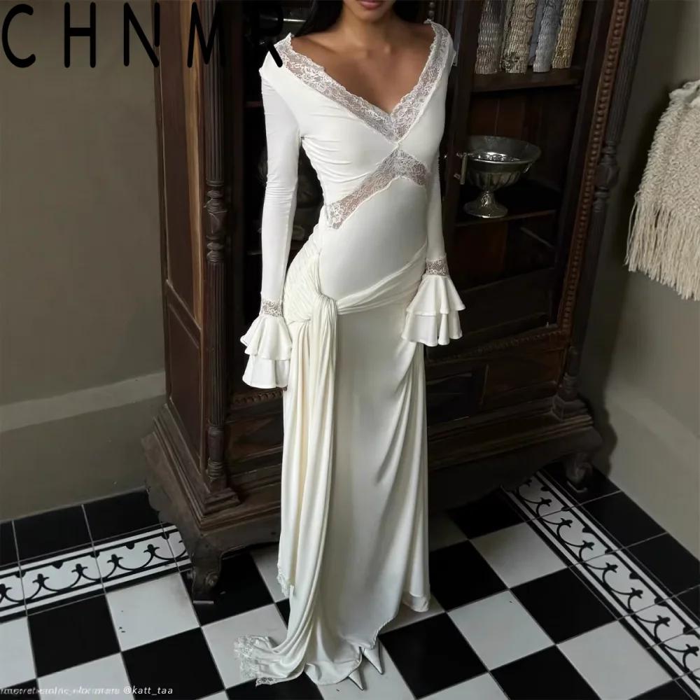 Robe longue en dentelle pour femmes