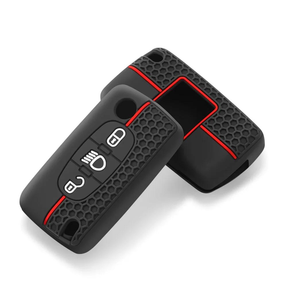 Housse de clé de voiture en Silicone, pour citroën C5 X7 C4 Picasso Cactus Berlingo C3 Xsara C6 C8 C5, étui de Protection pliable exclusif à 3 boutons