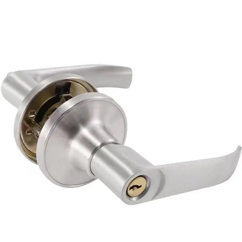 Poignée de porte ronde avec serrure, bouton d'entrée à clé pour portes intérieures, chambre, salle de bain, sécurité, design antirouille