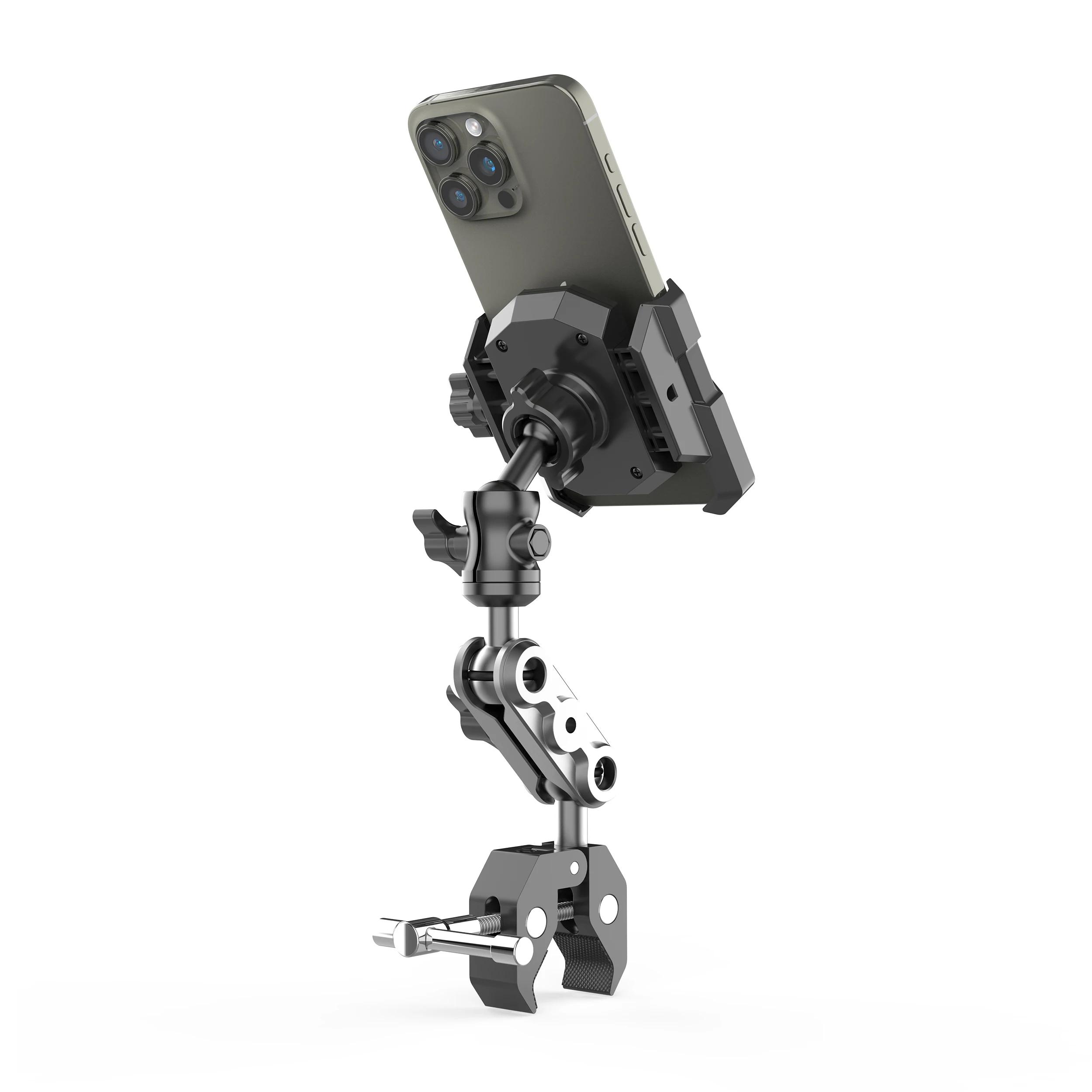 Support de téléphone avec Super pince pour tapis roulant/vélo à ardillon/poussette/chaîne roulant/chariot de Golf/pôts/support de musique/vélo stationnaire/guidon