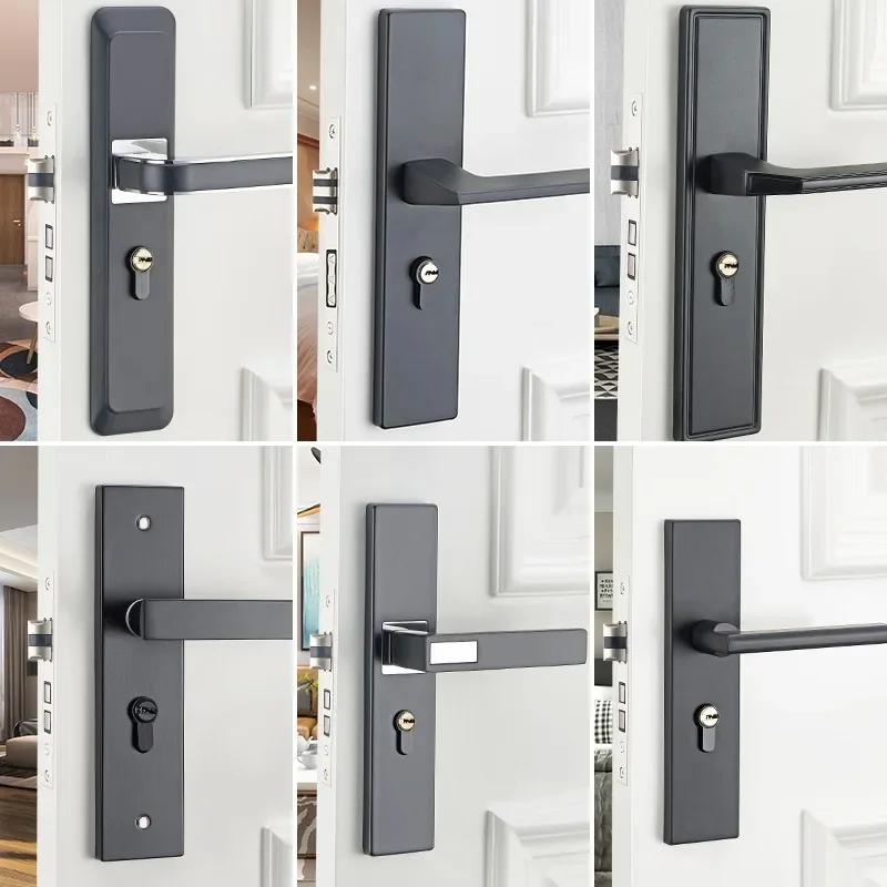 Poignée de porte robuste rétro pour chambre à coucher, couleur bois, pour cuisine, maison, porte en bois, meuble, serrure de porte en aluminium