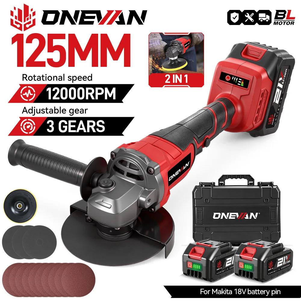 ONEVAN 125MM meuleuse d'angle électrique sans brosse 2in1 polissage 3000W M14 Cutter métal bois outil