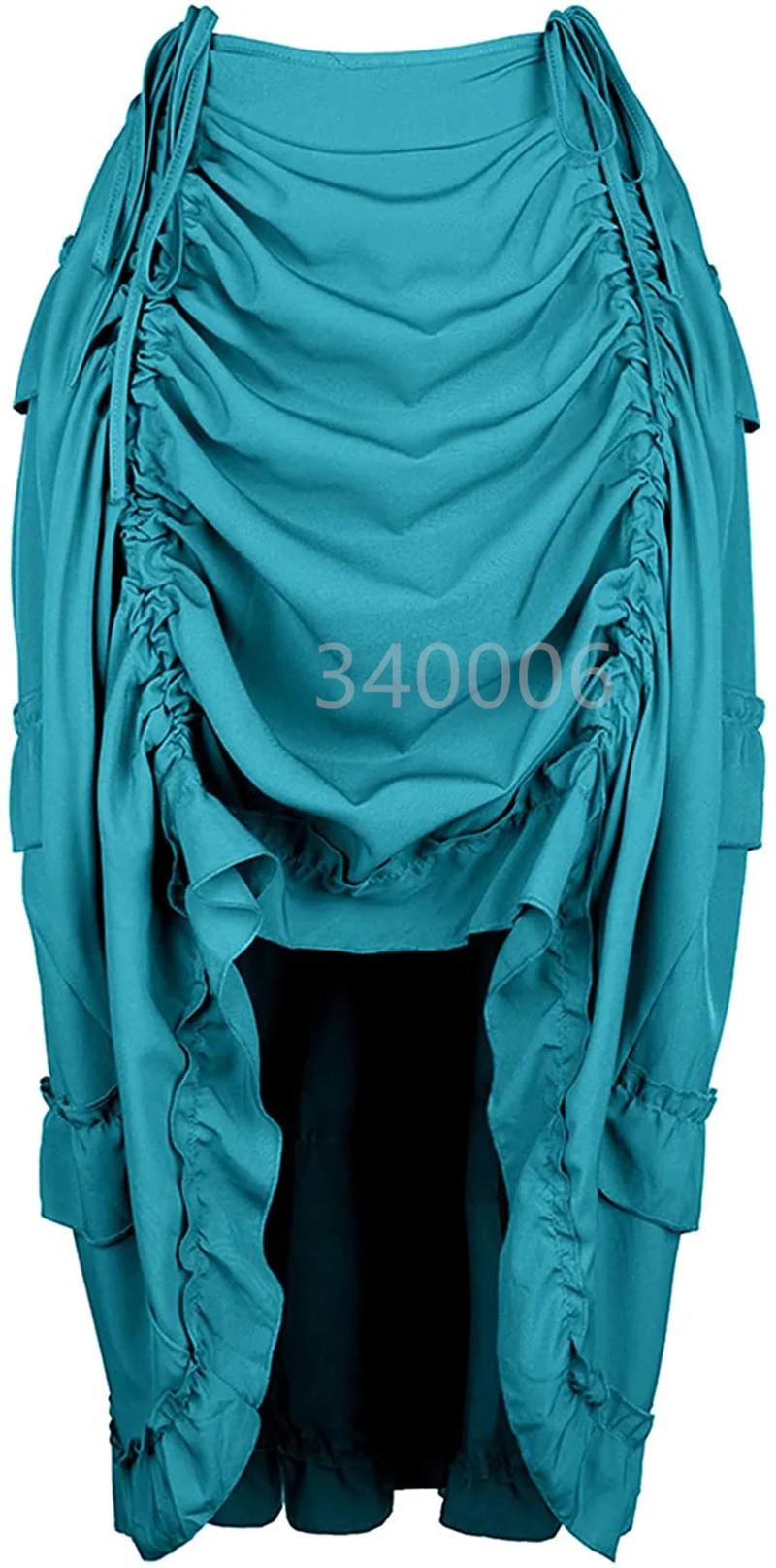 Steampunk femmes jupes gothique irrégulière froncée plissée fête Maxi jupe longue haute basse Costumes Punk Sexy Corset 