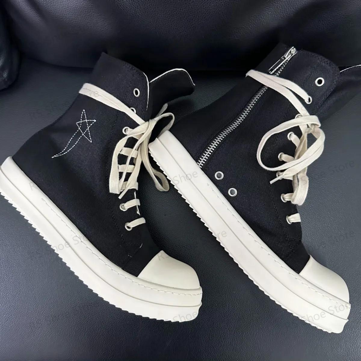 Ro Design classique botte en toile noire chaussure haute hommes chaussures décontractées de luxe fermeture éclair femmes