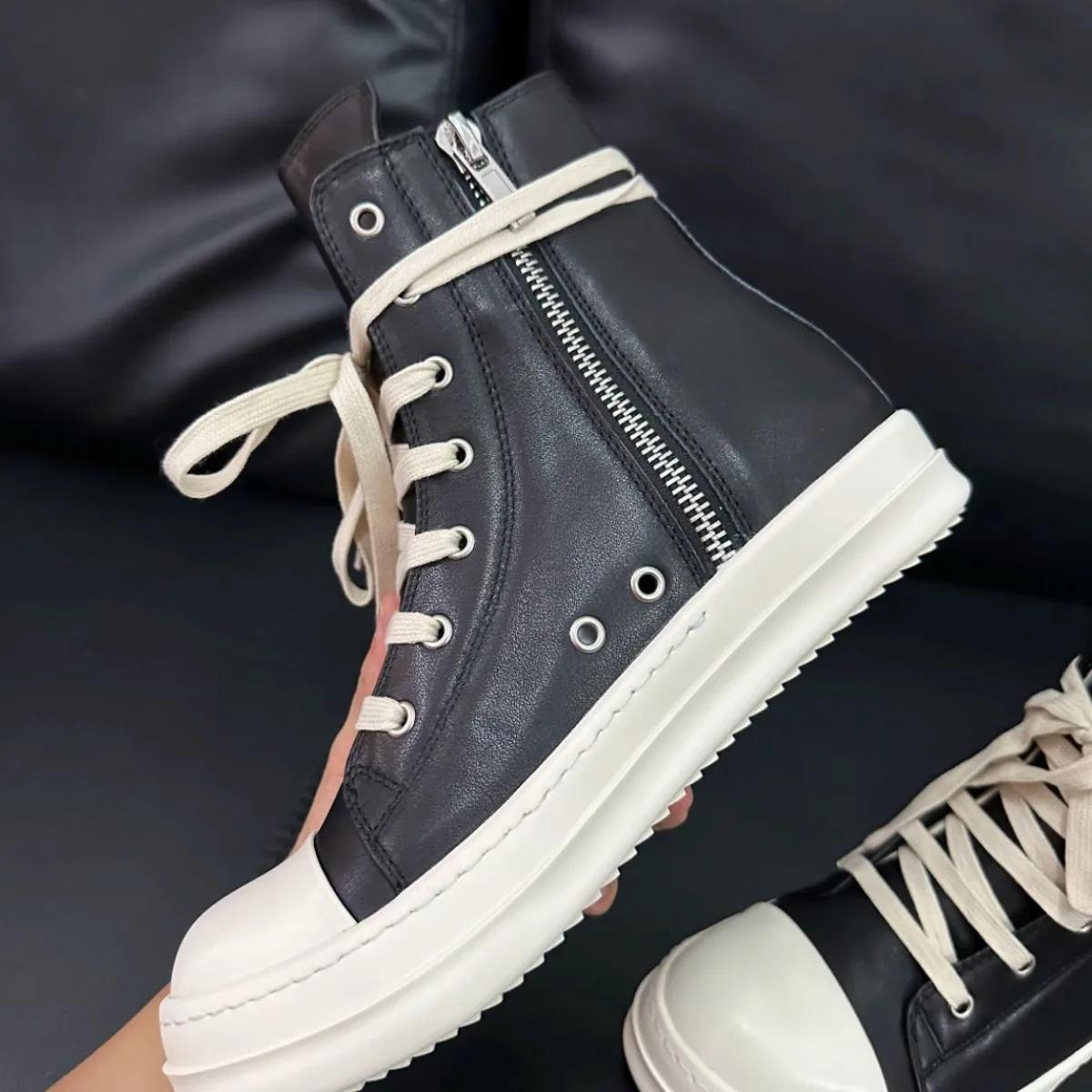 Ro Boot – chaussures montantes en cuir noir pour hommes et femmes