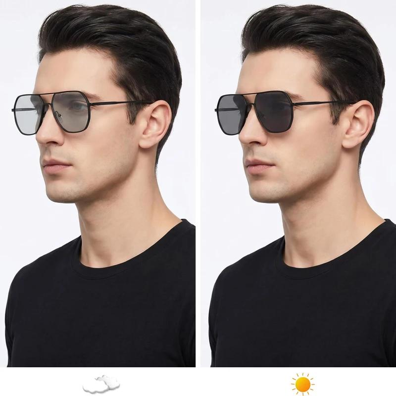 Lunettes de soleil photochromiques en métal de luxe pour hommes et femmes