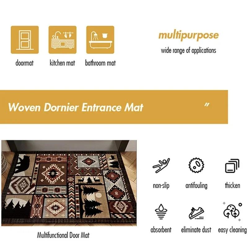 Tapis d'entrée de porte de style européen classique, matériau en polyester résistant aux virus de salle de bain, décoration de la maison, non ald D343