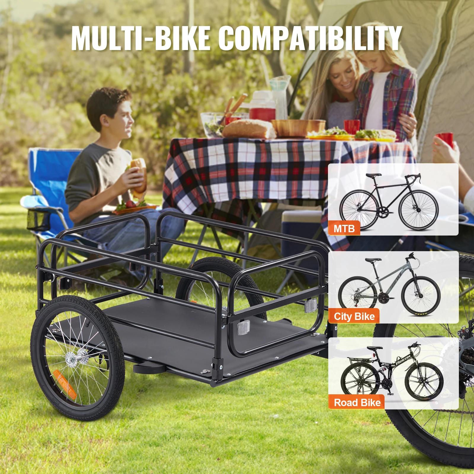 Remorque de vélo pliable SucceBuy 160 lbs avec roues 16" et réflecteurs pour vélos 22"-28" - Sécurité enfant