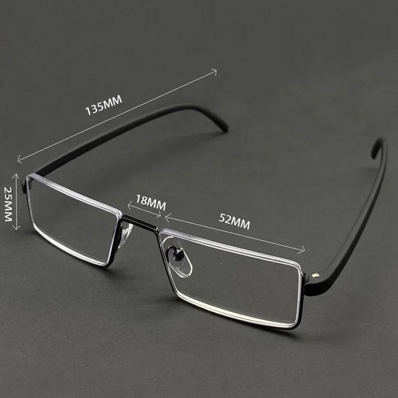 Lunettes de Lecture Anti-Lumière Bleue en Métal, Demi-Monture, pour Homme
