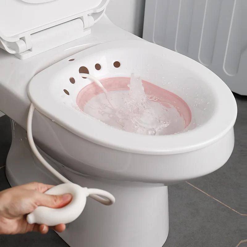 Bain pour hémorroïdes, bain pour siège de toilette, soins post-partum, kit de bain pour femmes, pliable, tuyau de rinçage