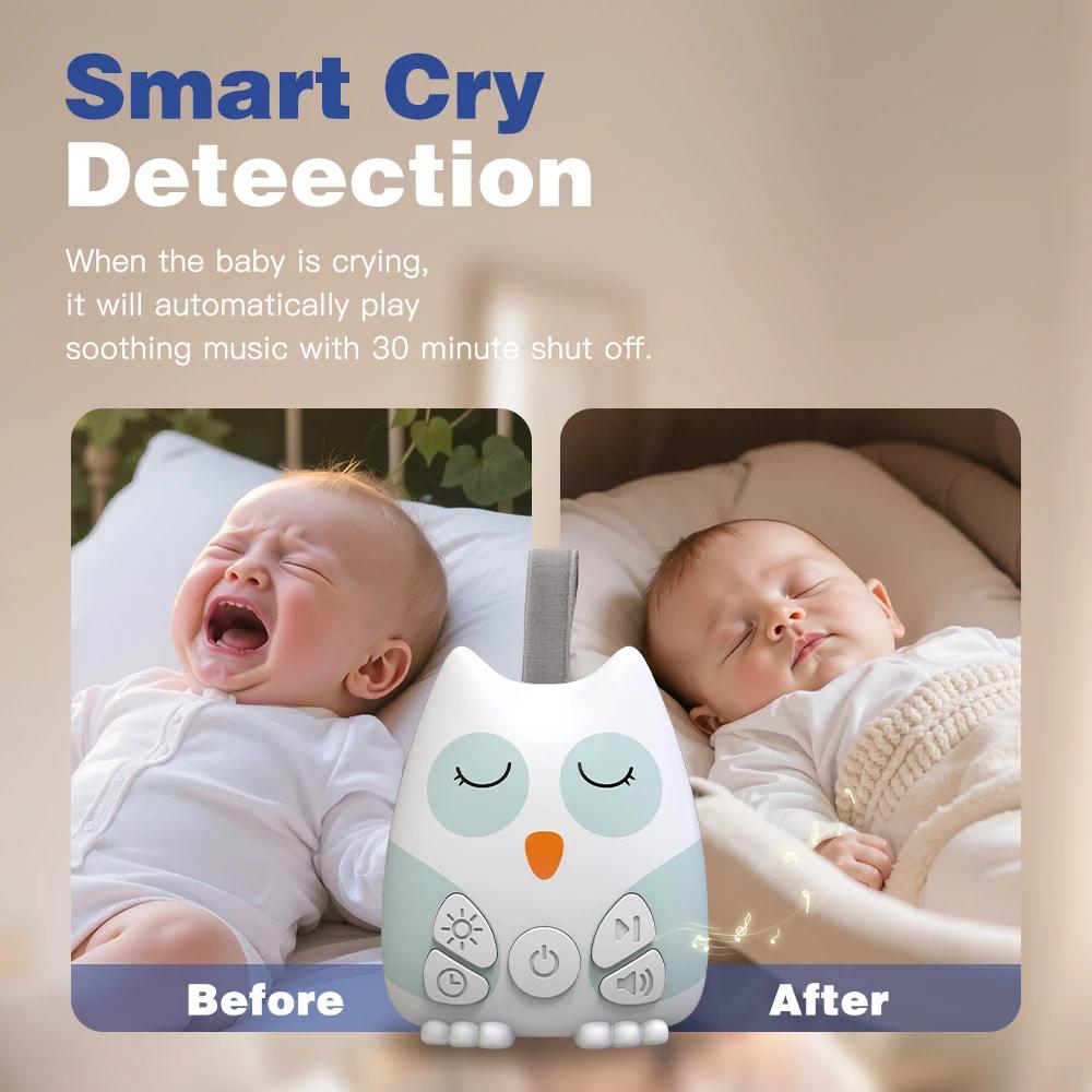 Machine portative de bruit blanc pour bébé 30 sons apaisants capteur de pleurs pour nourrissons avec minuterie de veille