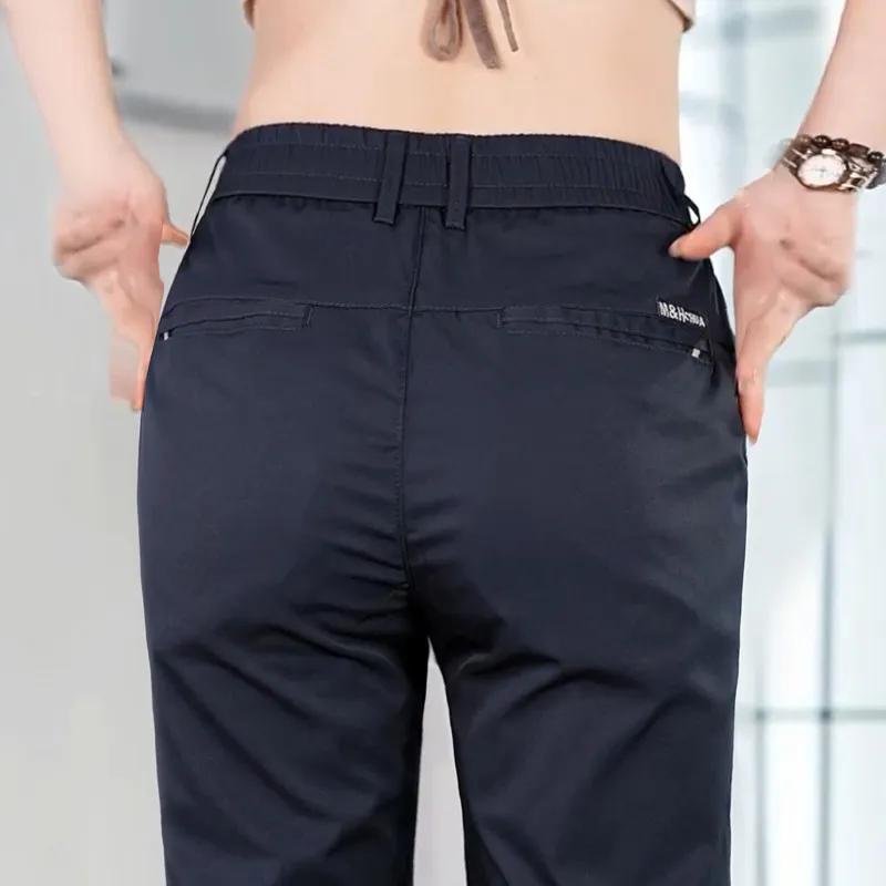 Pantalon décontracté homme 2026 en soie glacée