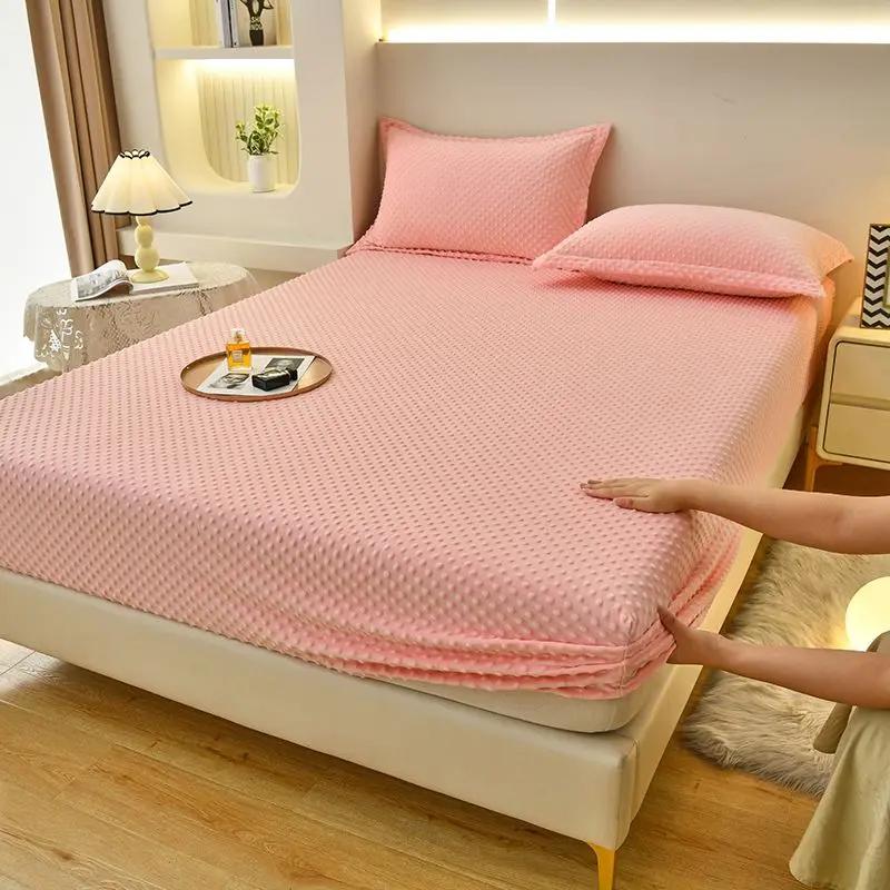 Drap de lit en velours corail