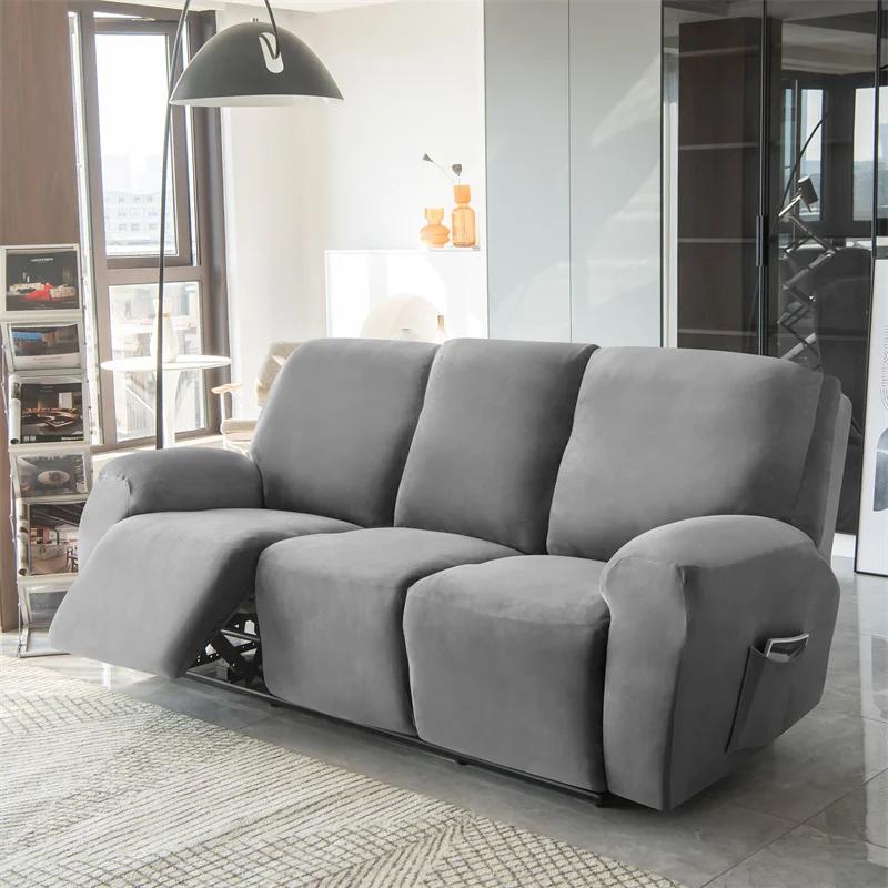 Housse de canapé inclinable extensible en velours