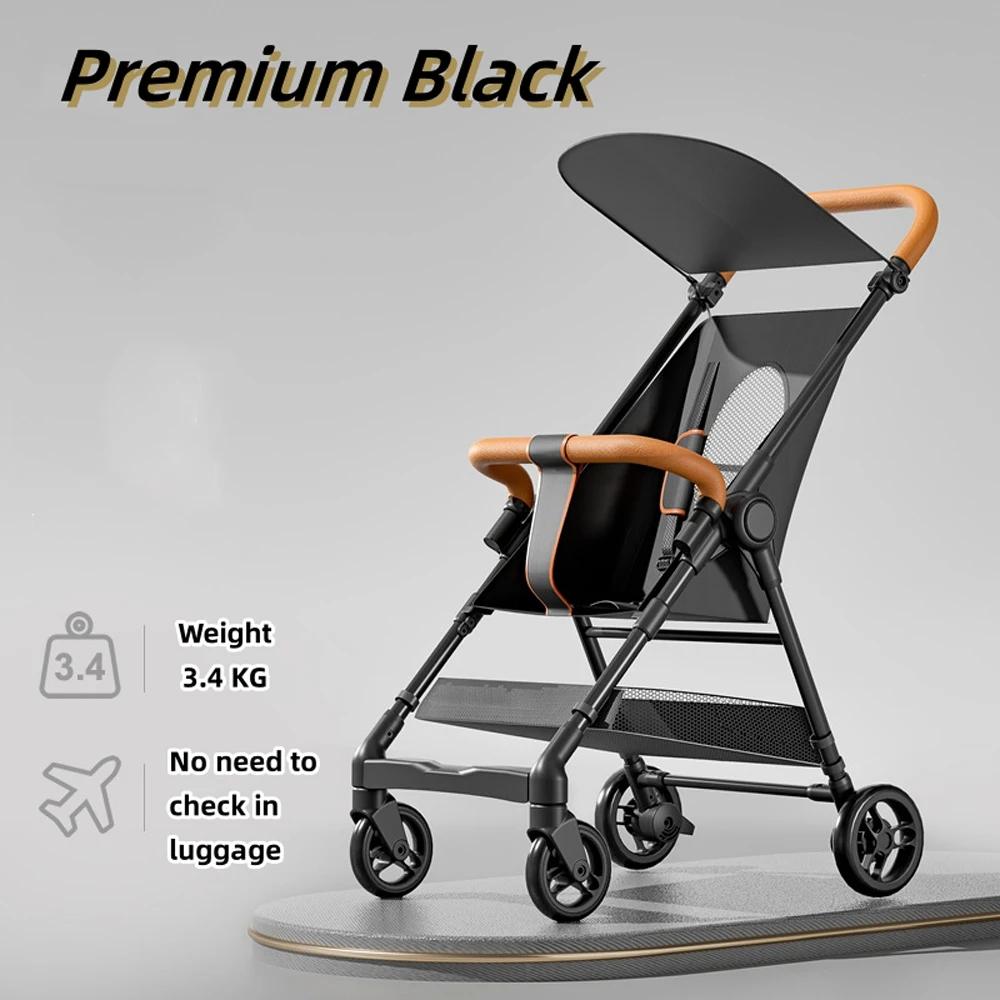 Poussette portable pour bébé de 1 à 6 ans, poussette pliable légère à quatre roues avec panier de rangement, chariot de voyage pour bébé avec pare-soleil
