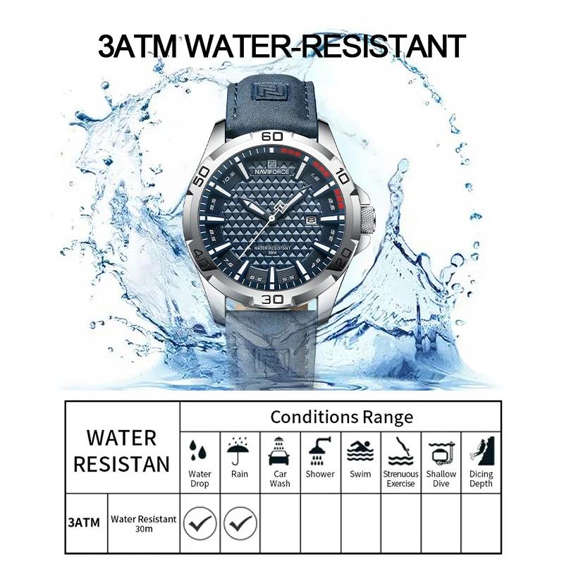 NAVIFORCE marque hommes mode montres à Quartz mâle bracelet en cuir Sport étanche