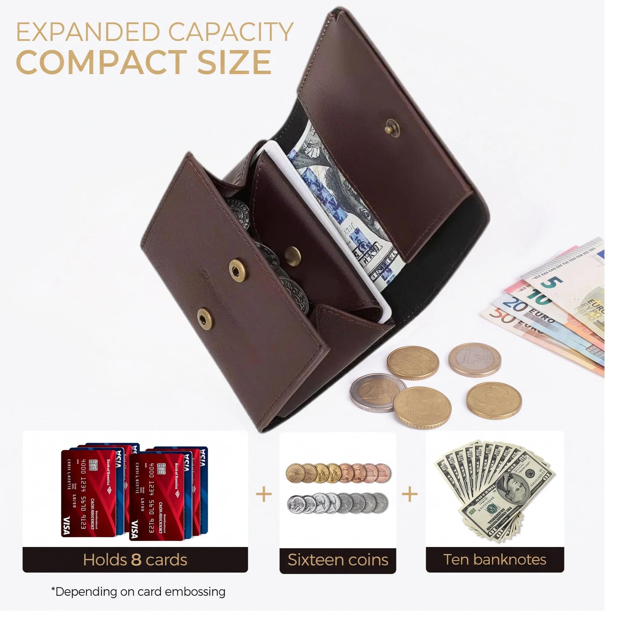 Petit portefeuille Portable pour hommes en cuir de Grain fin